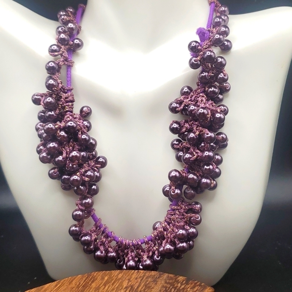 Cottage core grape vineyard wonderland‎ handmade bib choker necklace N3036